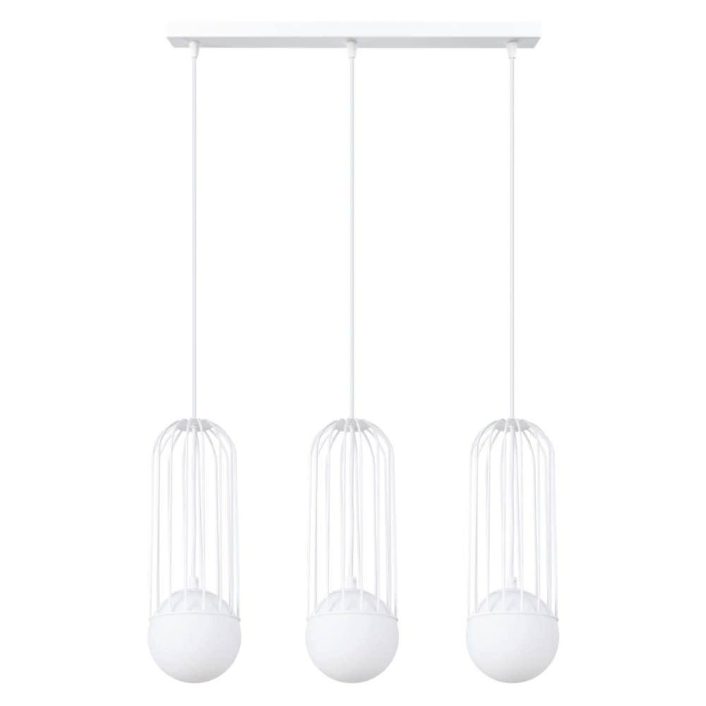 Suspension blanche avec 3 sphères en verre