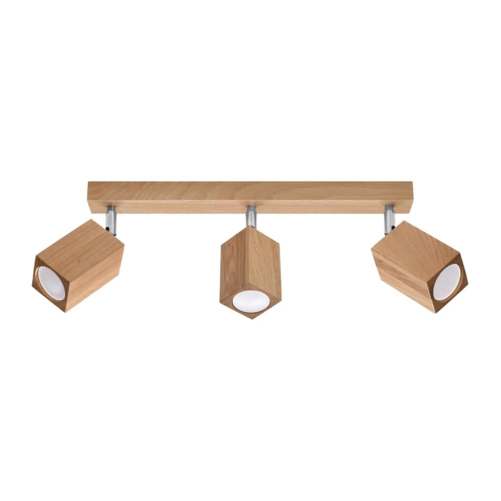 Plafonnier avec 3 spots rectangulaires en bois Plafonnier avec 3 spots rectangulaires en bois