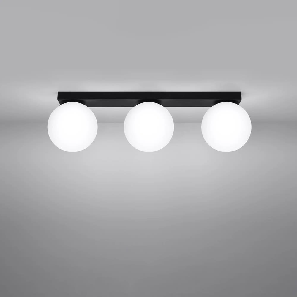 Deckenleuchte Schwarze rechteckige mit 3 weißen Kugeln - Maisons