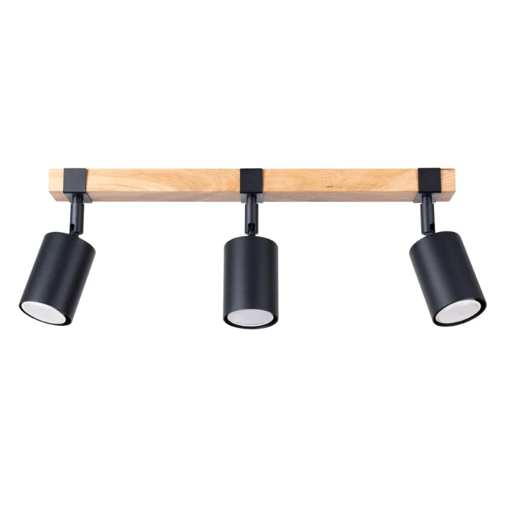 Plafonnier en bois avec 3 spots orientables, noir Plafonnier en bois avec 3 spots orientables, noir