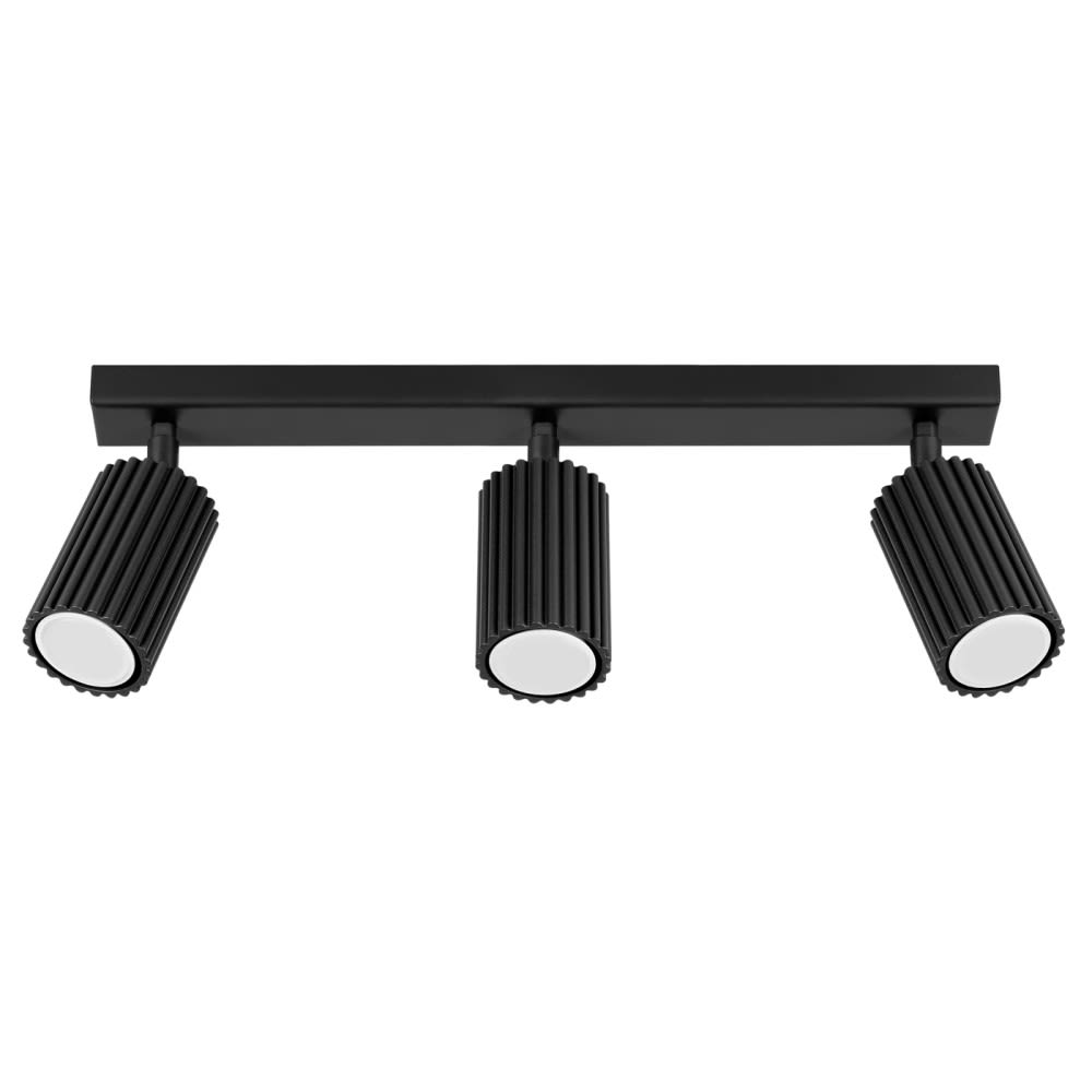Plafonnier avec 3 spots noirs orientables en relief Plafonnier avec 3 spots noirs orientables en relief