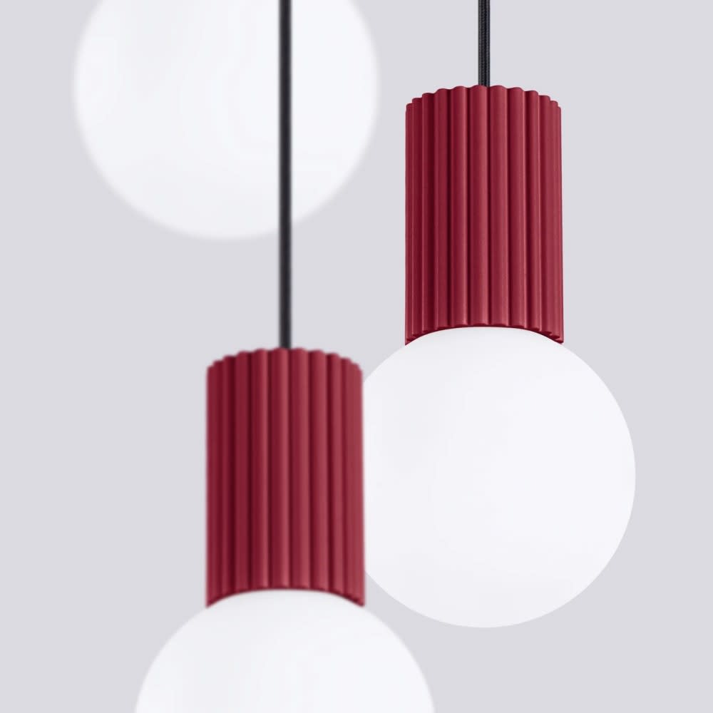 Suspension bordeaux avec 3 sphères en cristal suspendues — vue 4