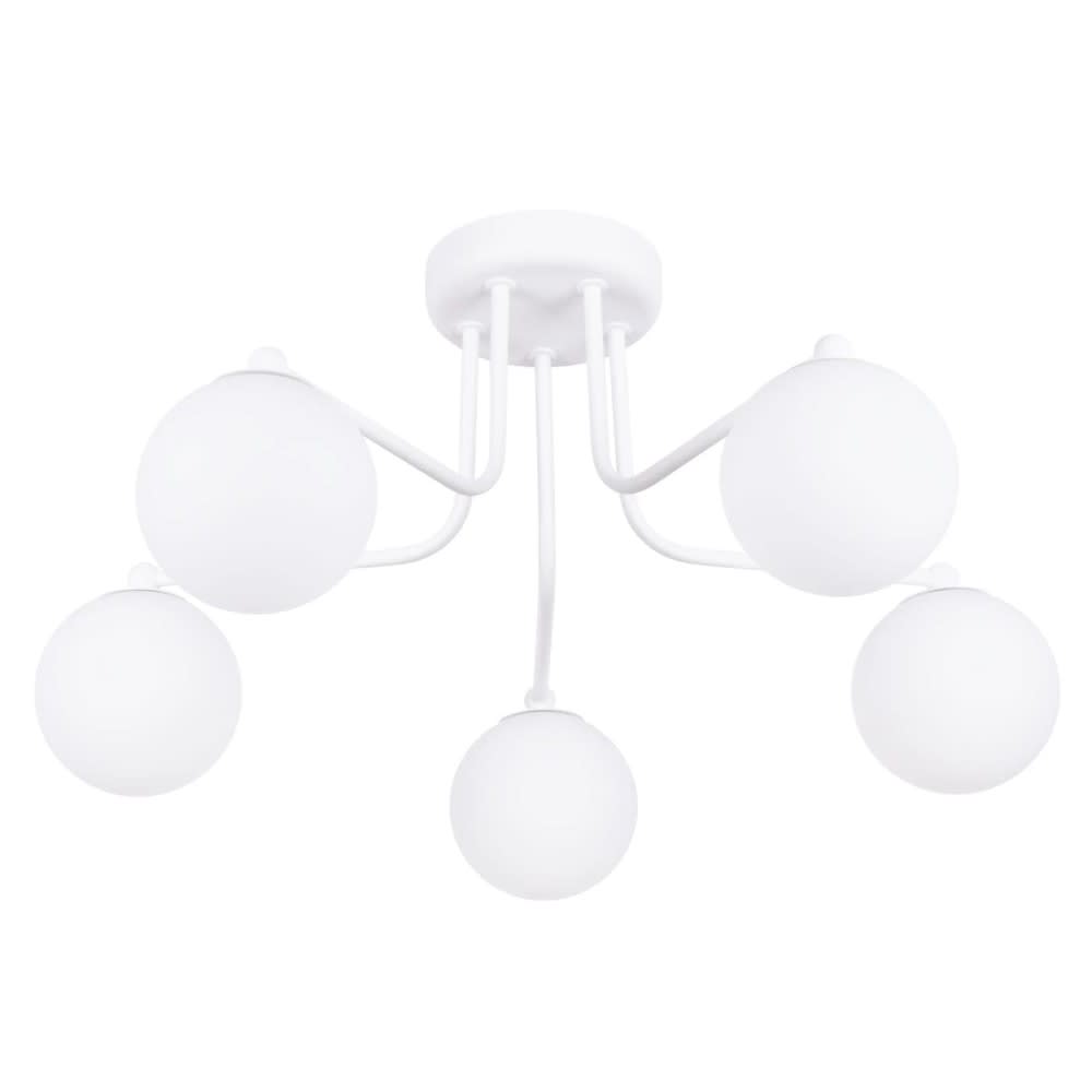 Suspension à 5 bras blancs et sphères en cristal — vue 3