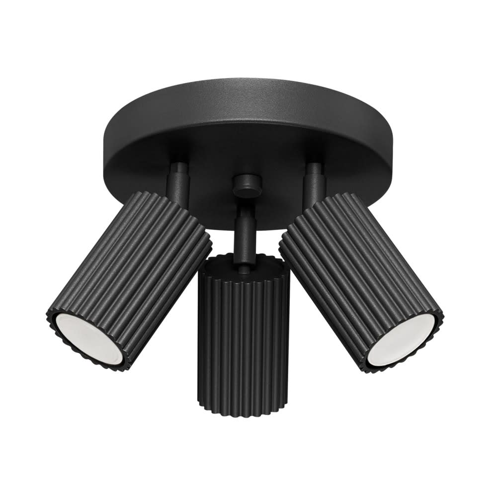 Plafonnier avec 3 spots orientables en relief noir Plafonnier avec 3 spots orientables en relief noir