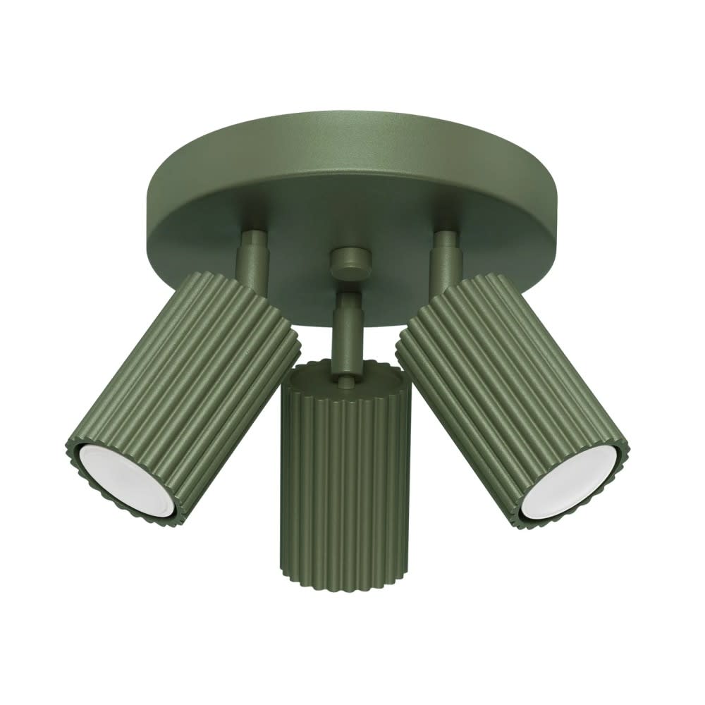 Plafonnier rond avec 3 spots orientables vert Plafonnier rond avec 3 spots orientables vert