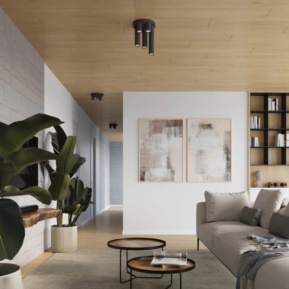 Plafonnier avec 5 spots de tailles différentes, noir — vue 3