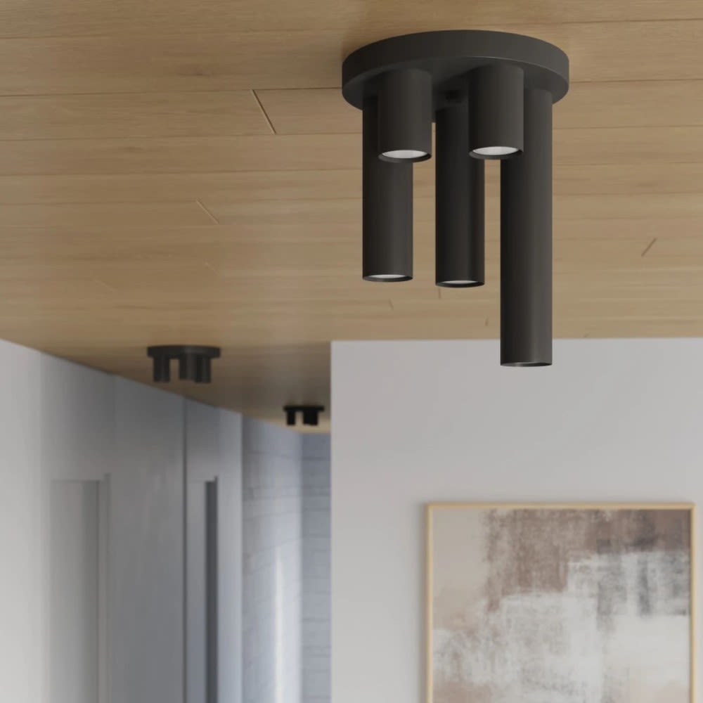Plafonnier avec 5 spots de tailles différentes, noir — vue 4