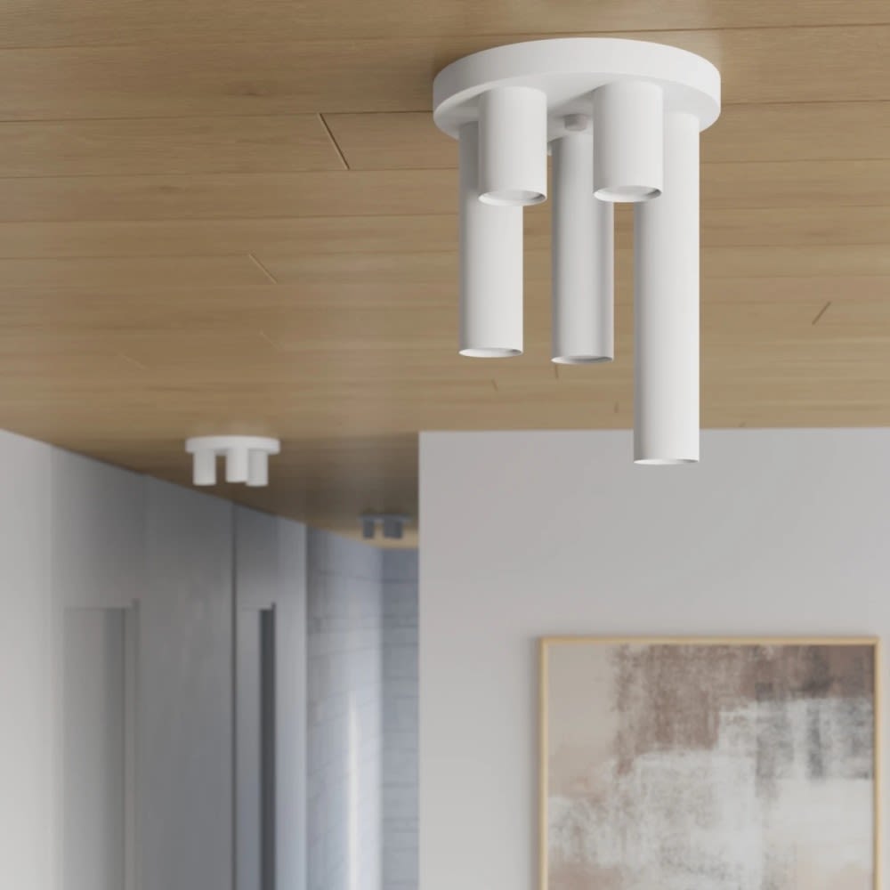 Plafonnier avec 5 spots de tailles différentes, blanc — vue 3