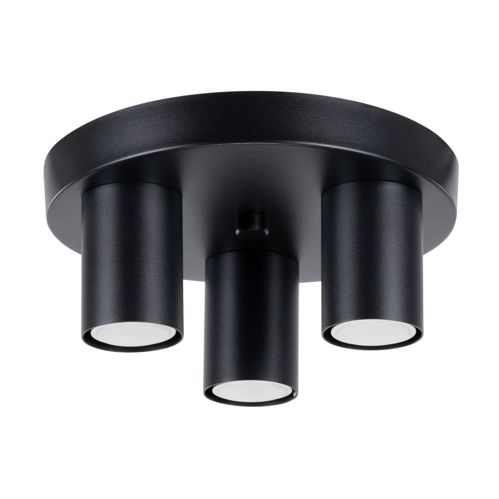 Plafonnier noir avec 3 spots fixes Plafonnier noir avec 3 spots fixes