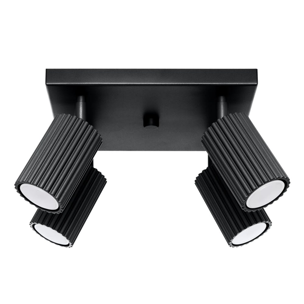 Plafonnier carré avec 4 spots orientables, noir Plafonnier carré avec 4 spots orientables, noir