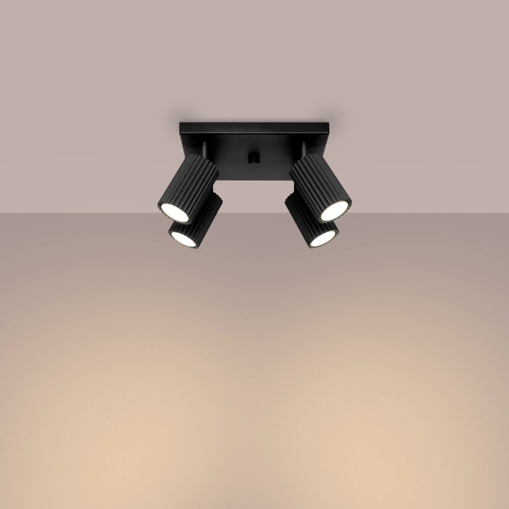 Plafonnier carré avec 4 spots orientables, noir — vue 4
