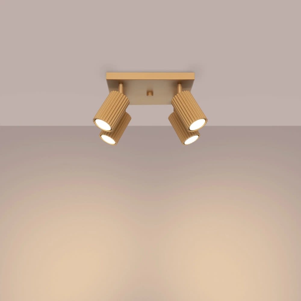 Plafonnier carré avec 4 spots orientables, finition doré — vue 4
