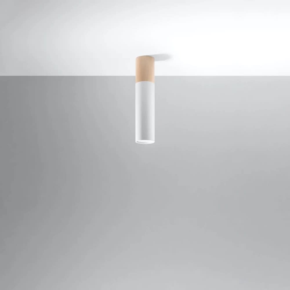 Minimalistischer Strahler in Weiß und Holz - Maisons Du Monde