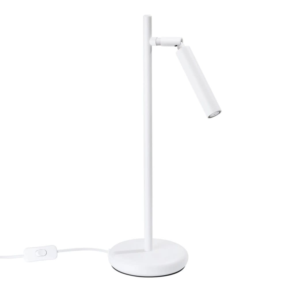 Lampe de table moderne avec spot orientable, blanche Lampe de table moderne avec spot orientable, blanche