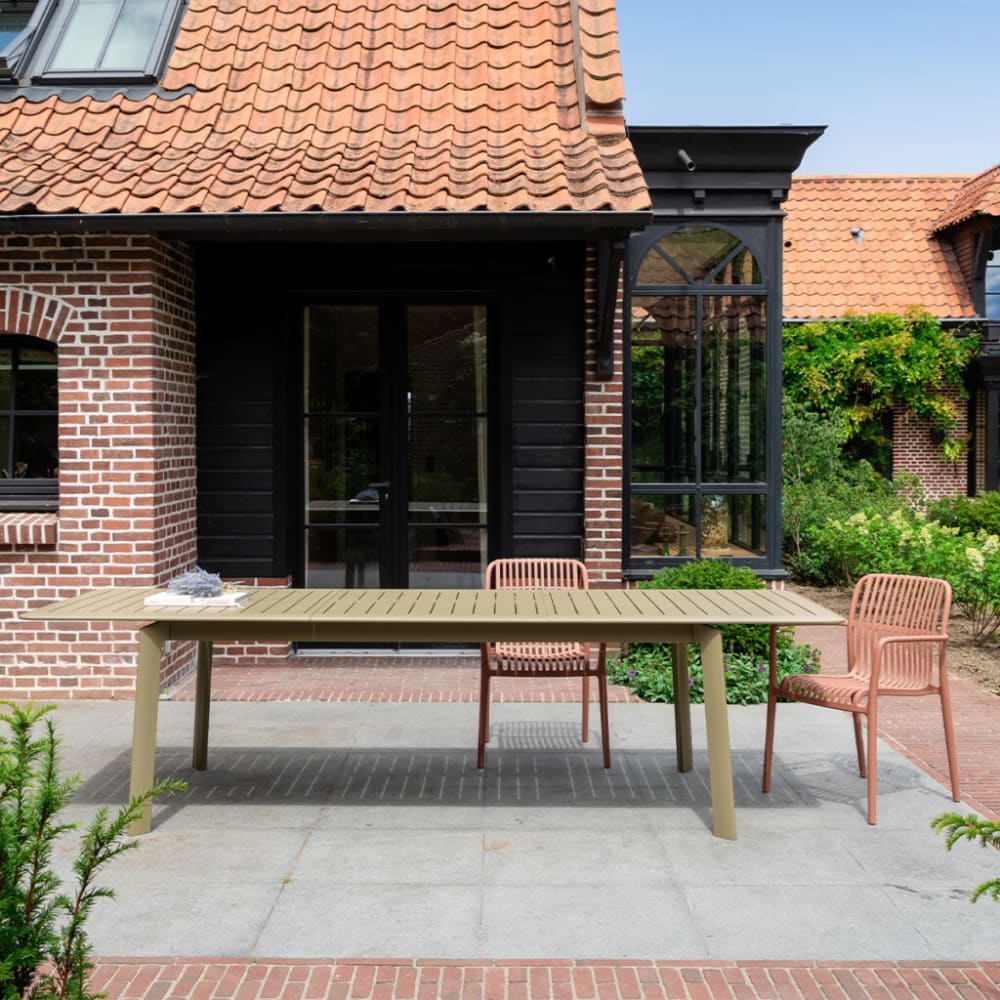 Table de jardin en aluminium kaki extensible 6/10 places 205x100x75cm