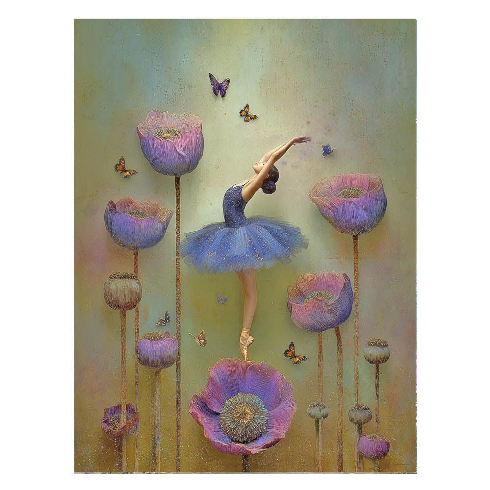 Tableau avec danseuse - fleurs