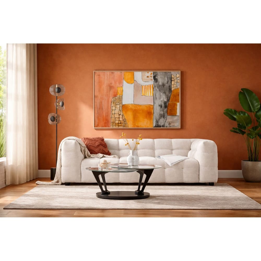 Toile abstraite en polyester orange et gris 140x100 — vue 4