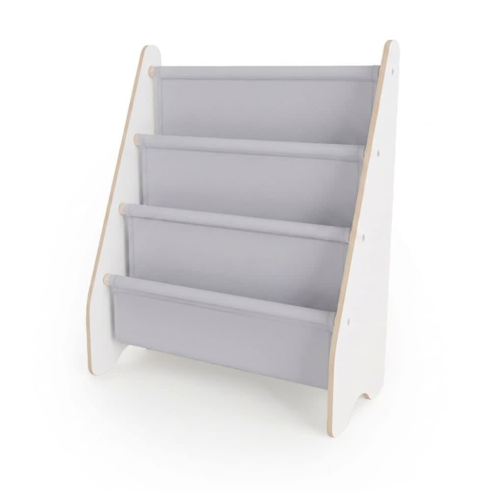 Bibliothèque enfant mamoi en bois blanc & tissu 52×25×63 cm gris clair