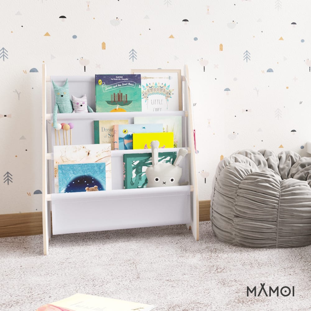 Bücherregal für Kinder aus weißem Holz und Sperrholz - Maisons Du