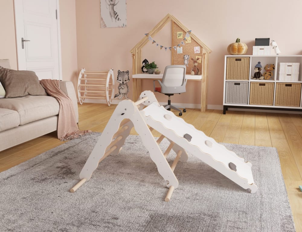 Set Pikler-Dreieck und Rampe aus Holz und Sperrholz - Maisons Du