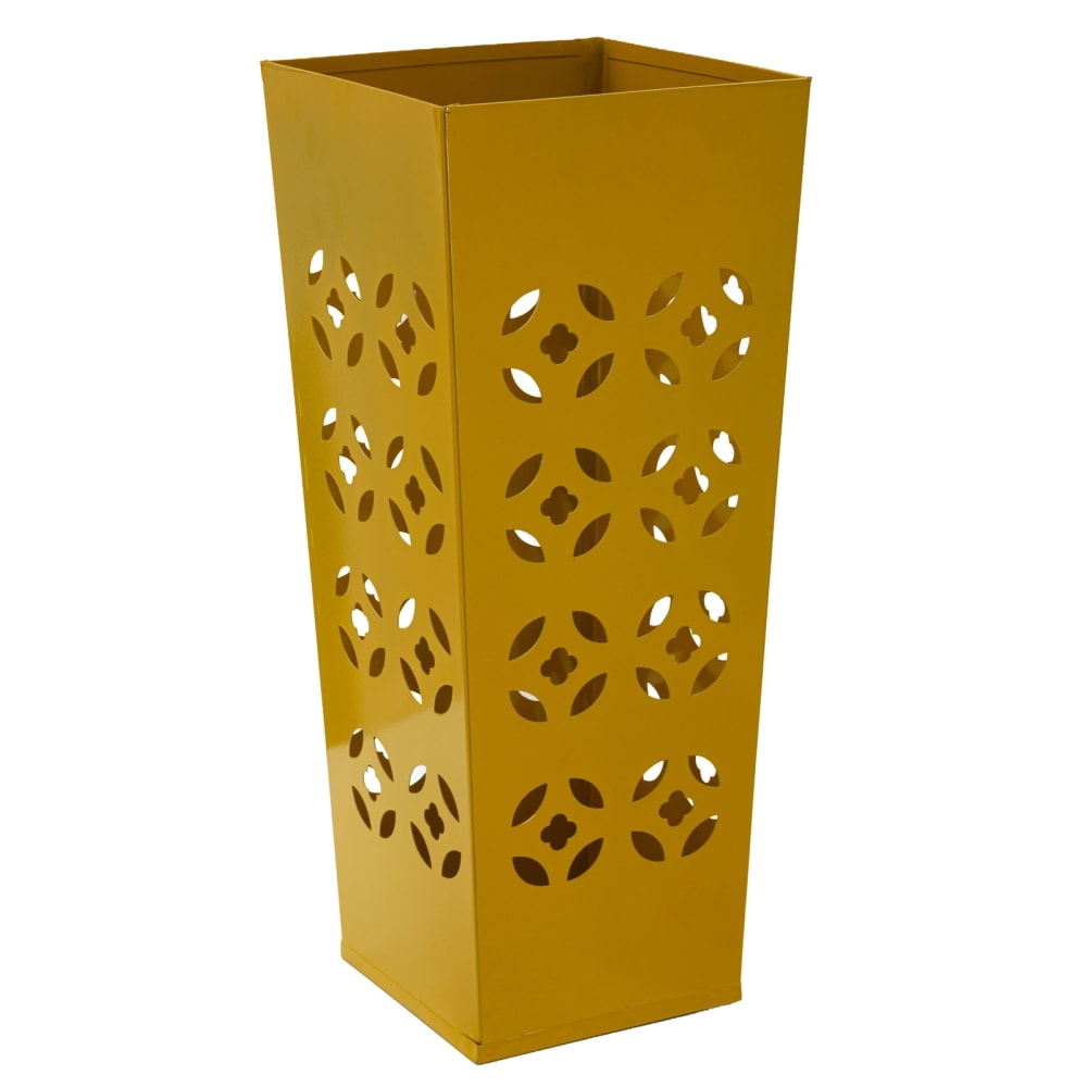 Mauro Ferretti Metall-Schirmständer mit geometrischen Mustern, 20 x 20 x 48 cm Gelb Metall
