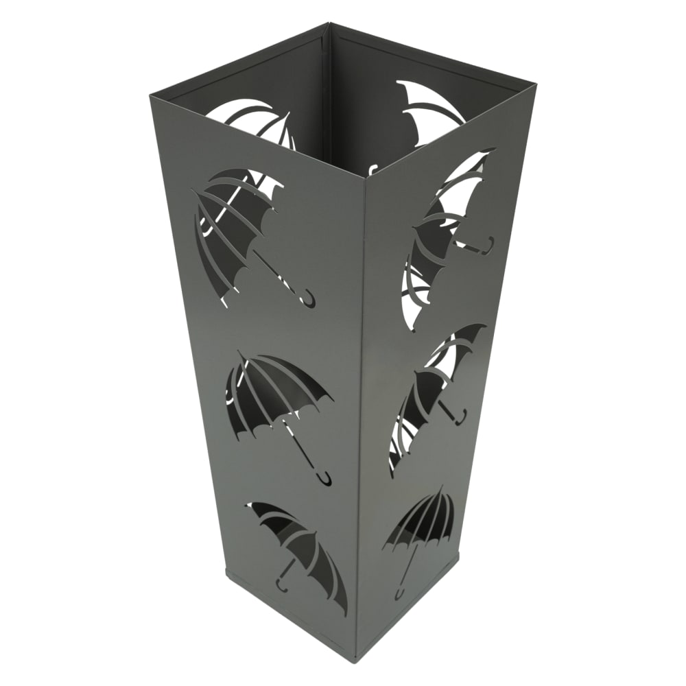 Grauer Metall-Schirmständer mit Schirmen, 19 x 19 x 48 cm -
