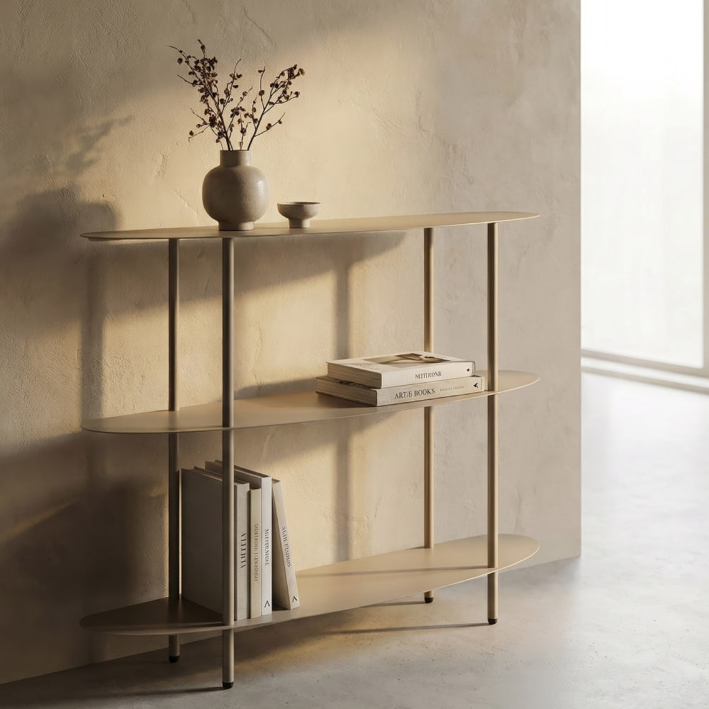 Mauro Ferretti Konsole aus taubengrauem Metall, 90 x 28 x 81 cm Taupe Metall