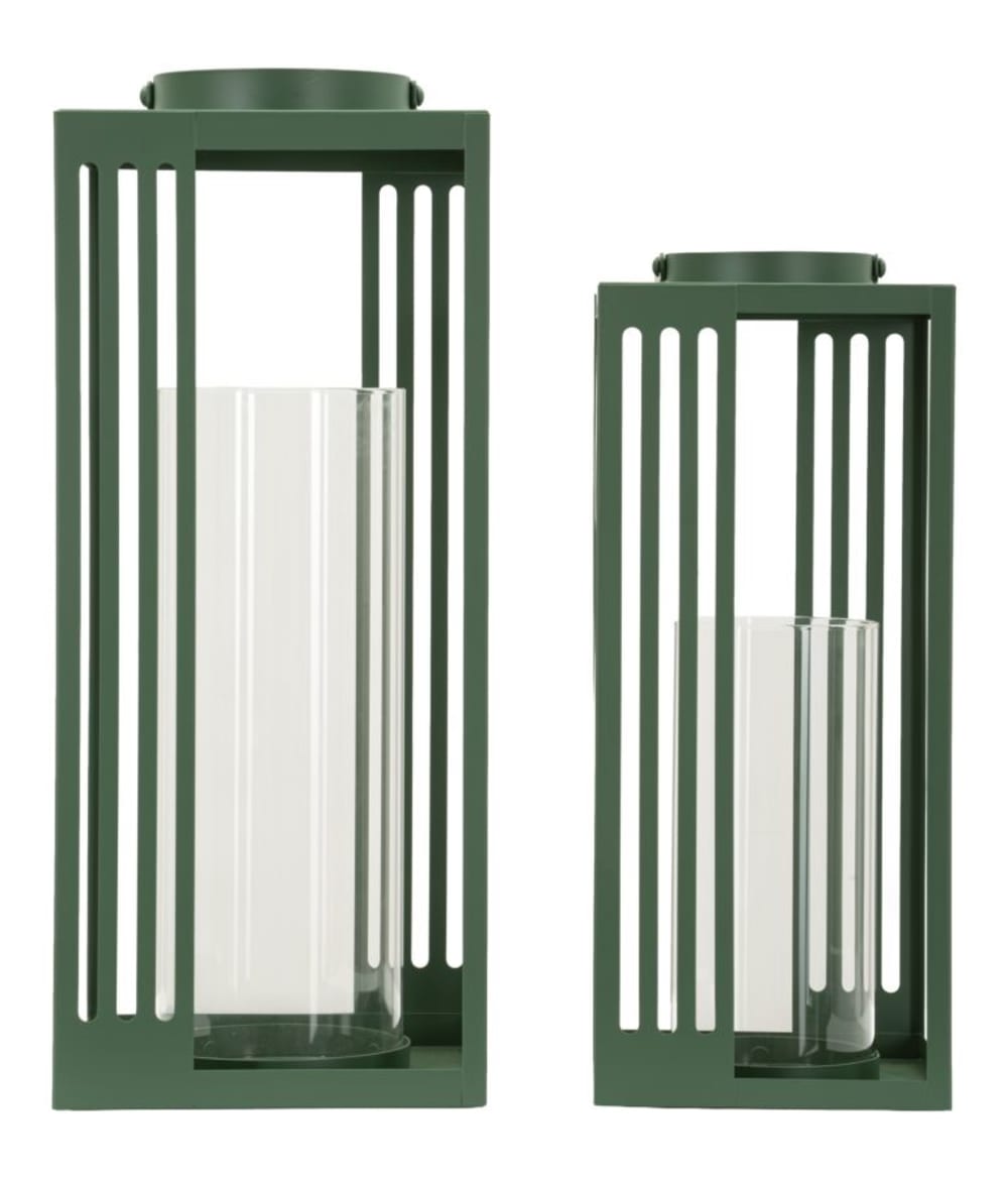 Set mit 2 grünen Metalllaternen, 18 x 18 x 43,5 cm – 15 x 15 x