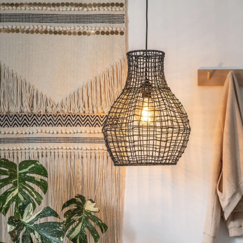Suspension rotin diamètre 35cm noir — vue 3