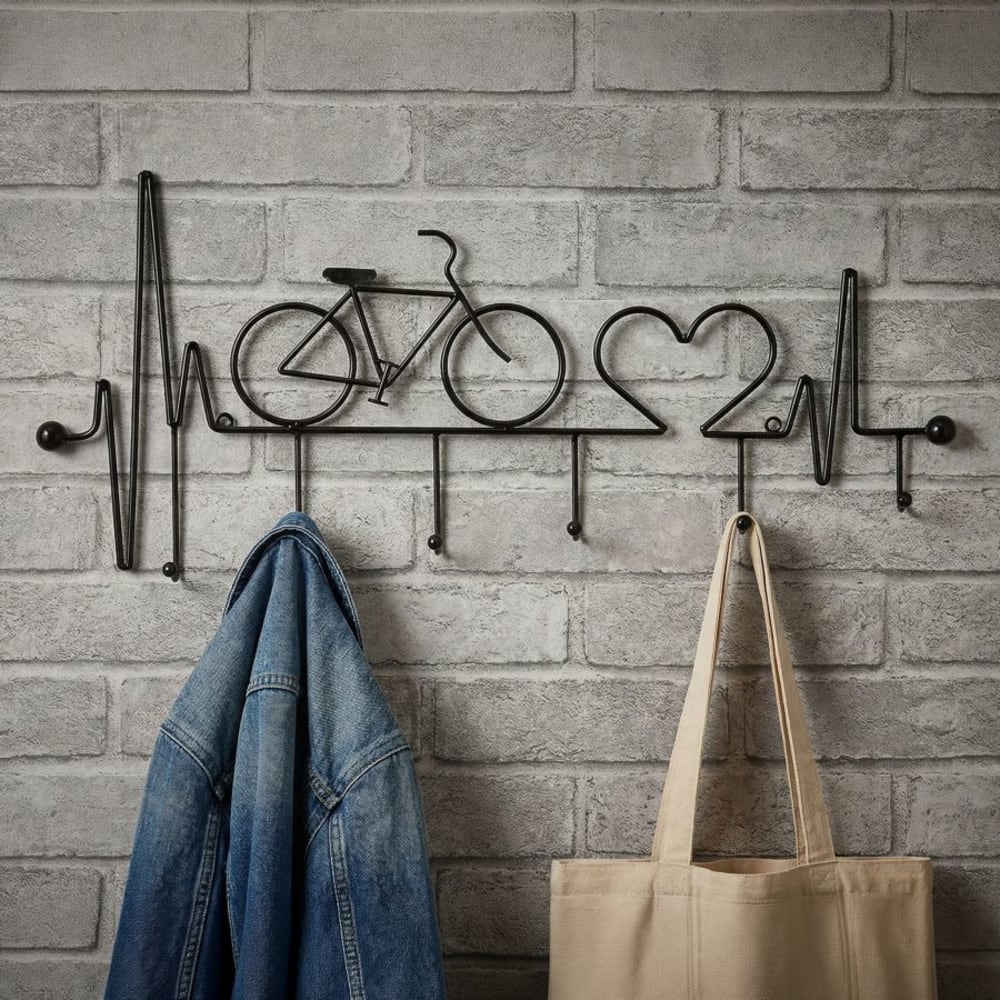 Porte-manteau mural en métal noir 59 x 3 x 26,5 cm