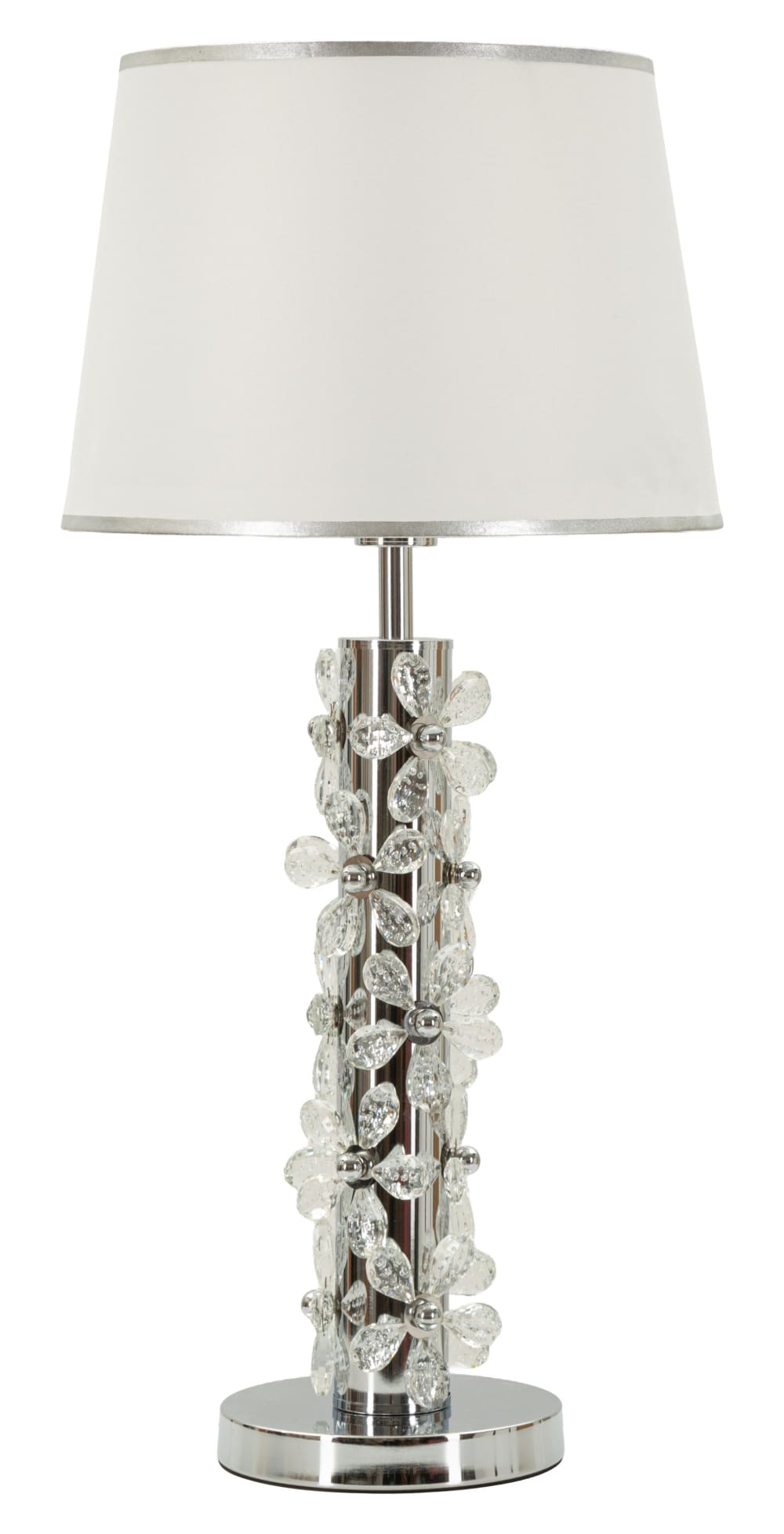 Metallene Tischleuchte mit Harzblumen, Ø 35 x 74 cm - Maisons Du