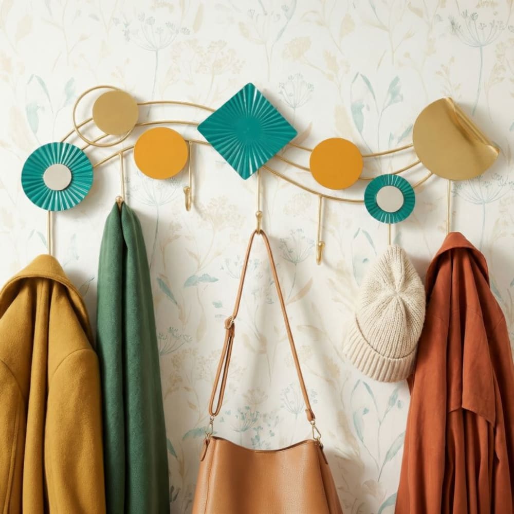 Porte-manteau mural en métal multicolore, 70 x 5,5 x 29,5 cm