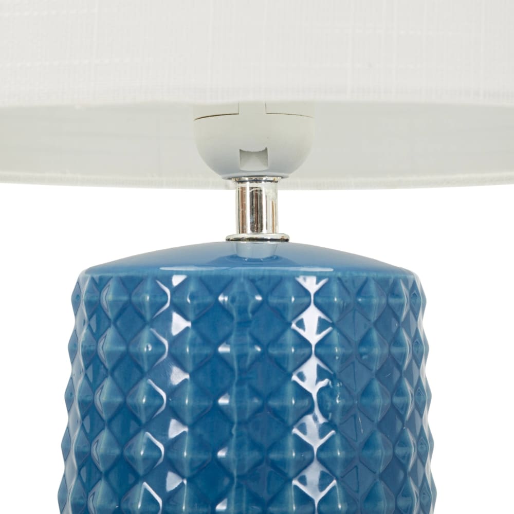 Lampe de table en céramique bleue avec abat-jour blanc, ø 30 x 52 cm — vue 3