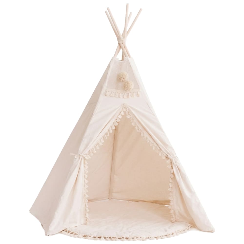 Minicamp Extra großes Tipi für Kinder aus Stoff Beige BEIGE Öko-Tex Zertifikat STOFF Kinder