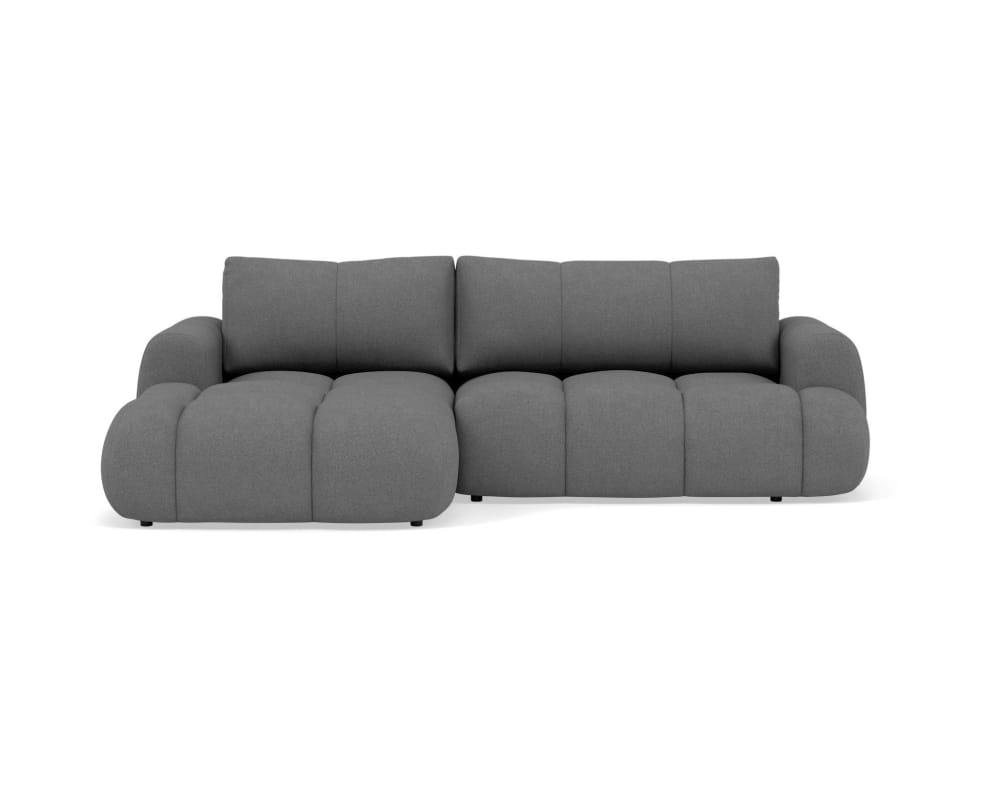 Canapé d'angle gauche 4 places en tissu bouclette gris Canapé d'angle gauche 4 places en tissu bouclette gris