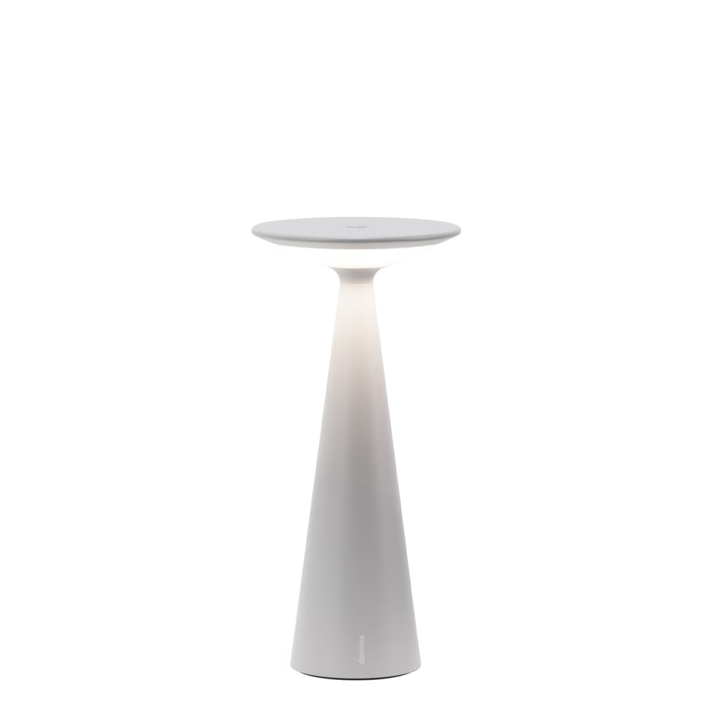 lampara de mesa zafferano led de aluminio gris inalambrica recargable