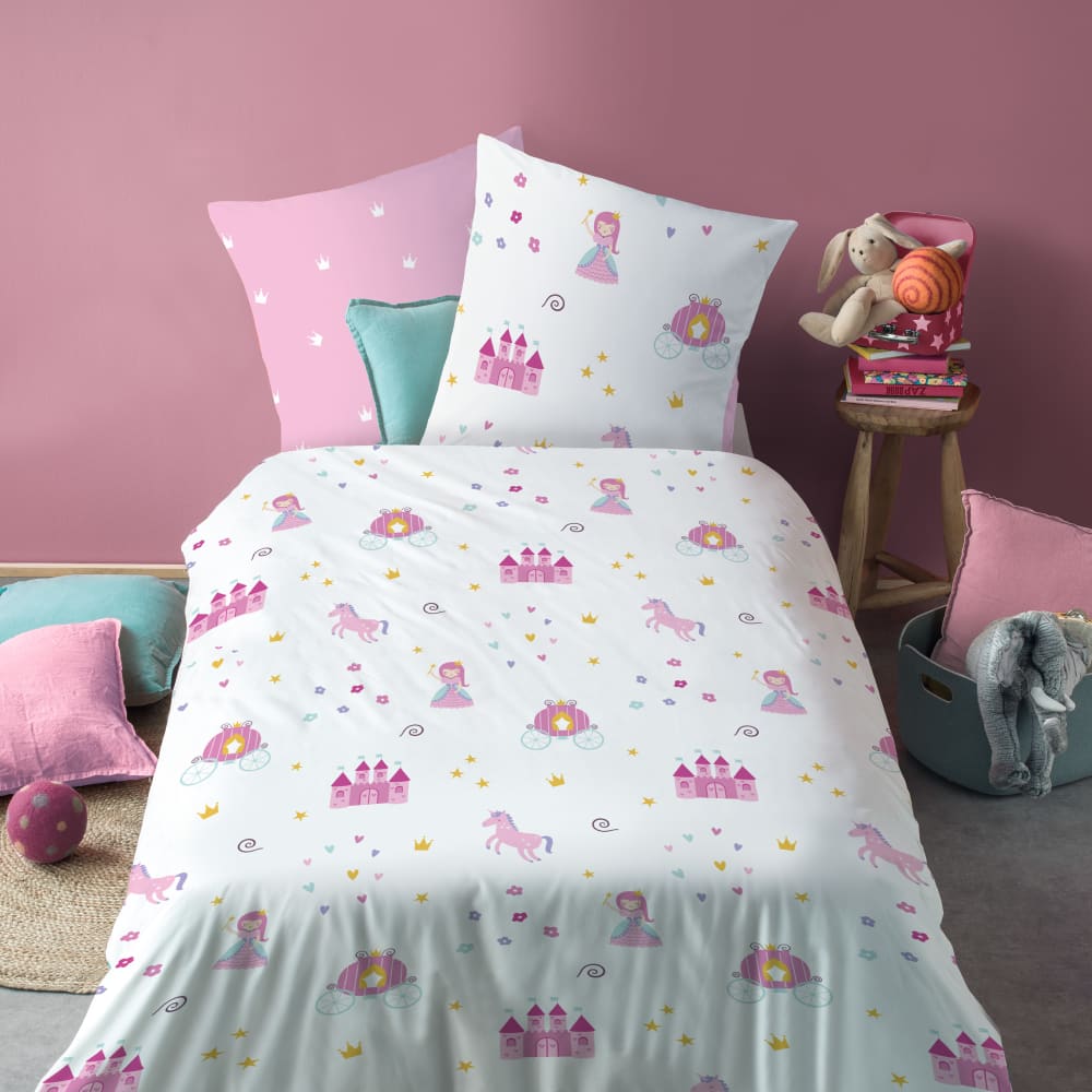 Parure de lit imprimée en coton rose 140x200+63x63cm Parure de lit imprimée en coton rose 140x200+63x63cm