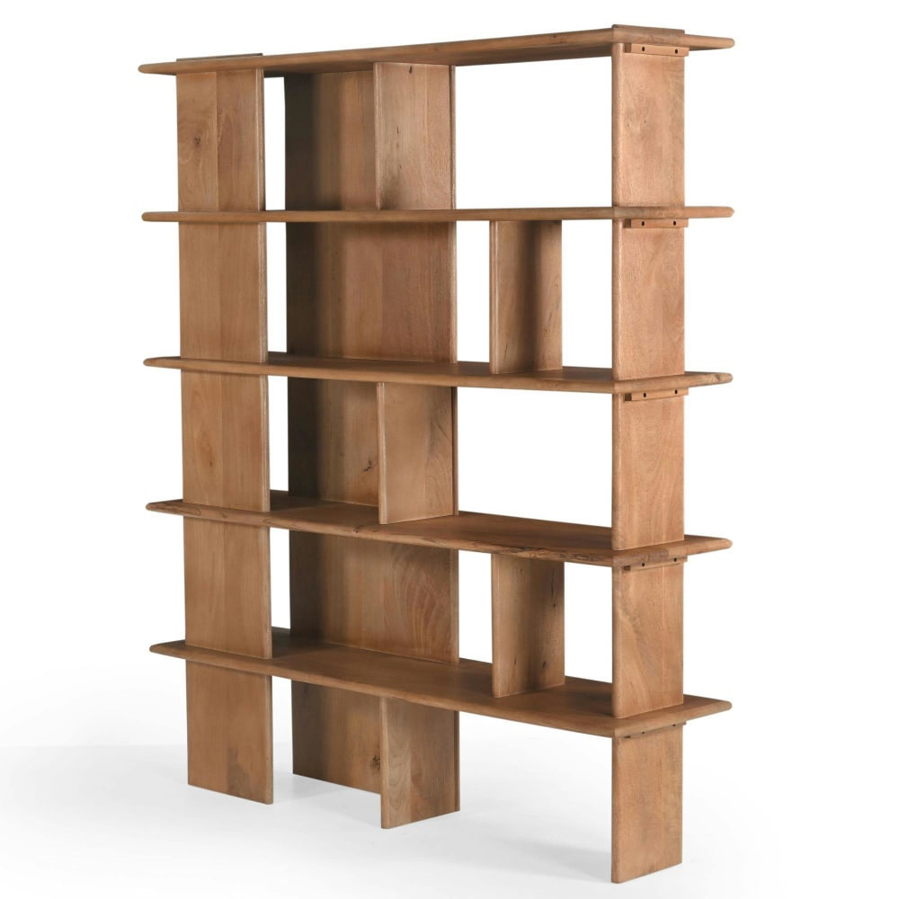 Bibliothèque en bois clair à plateaux ouverts 150 cm
