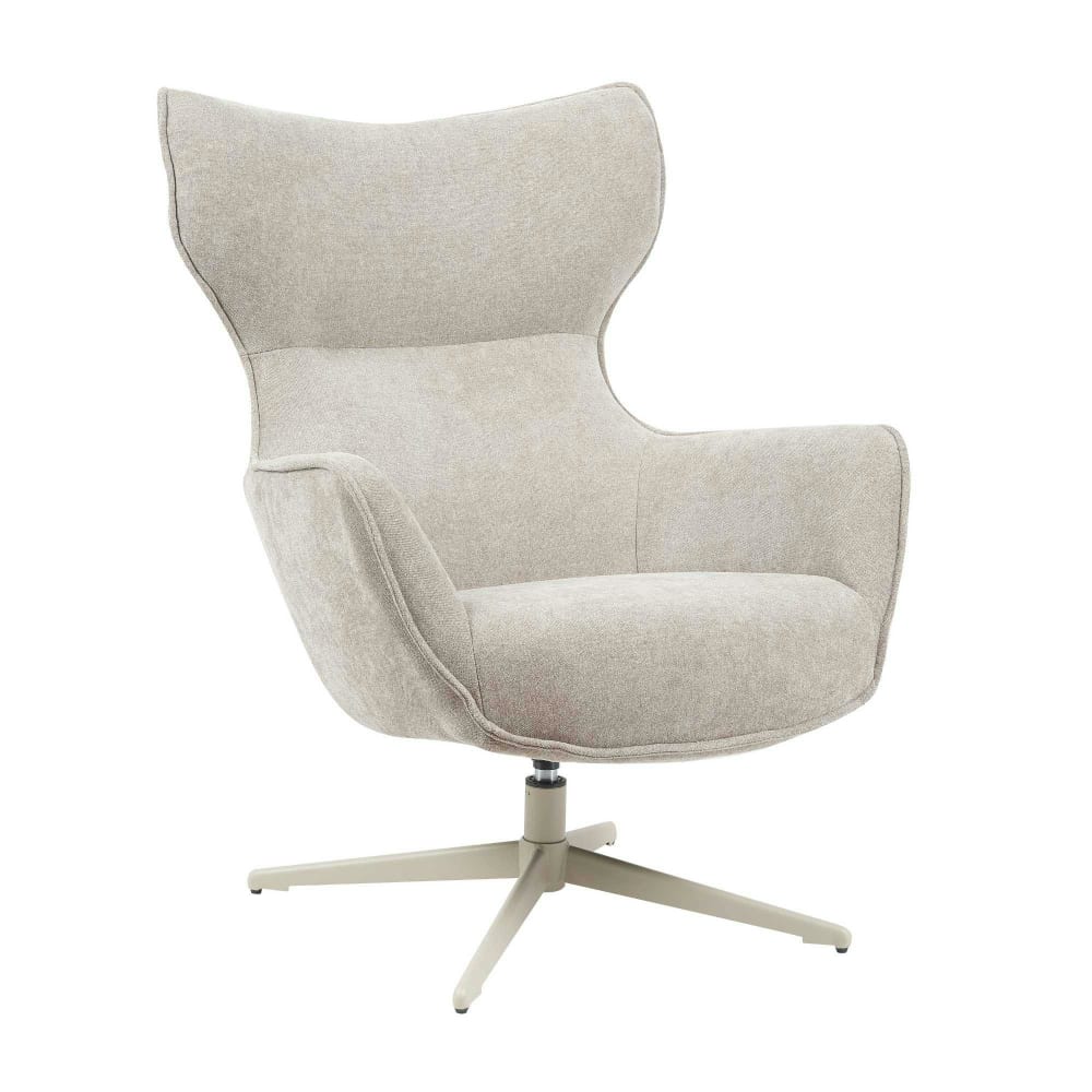 Fauteuil moderne pivotant en tissu taupe