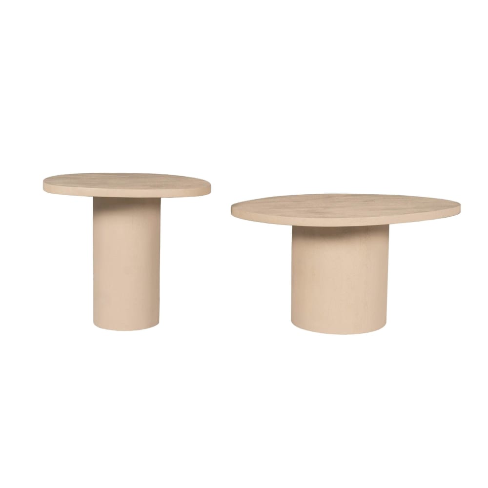 Table basse design organique en bois sable (lot de 2)