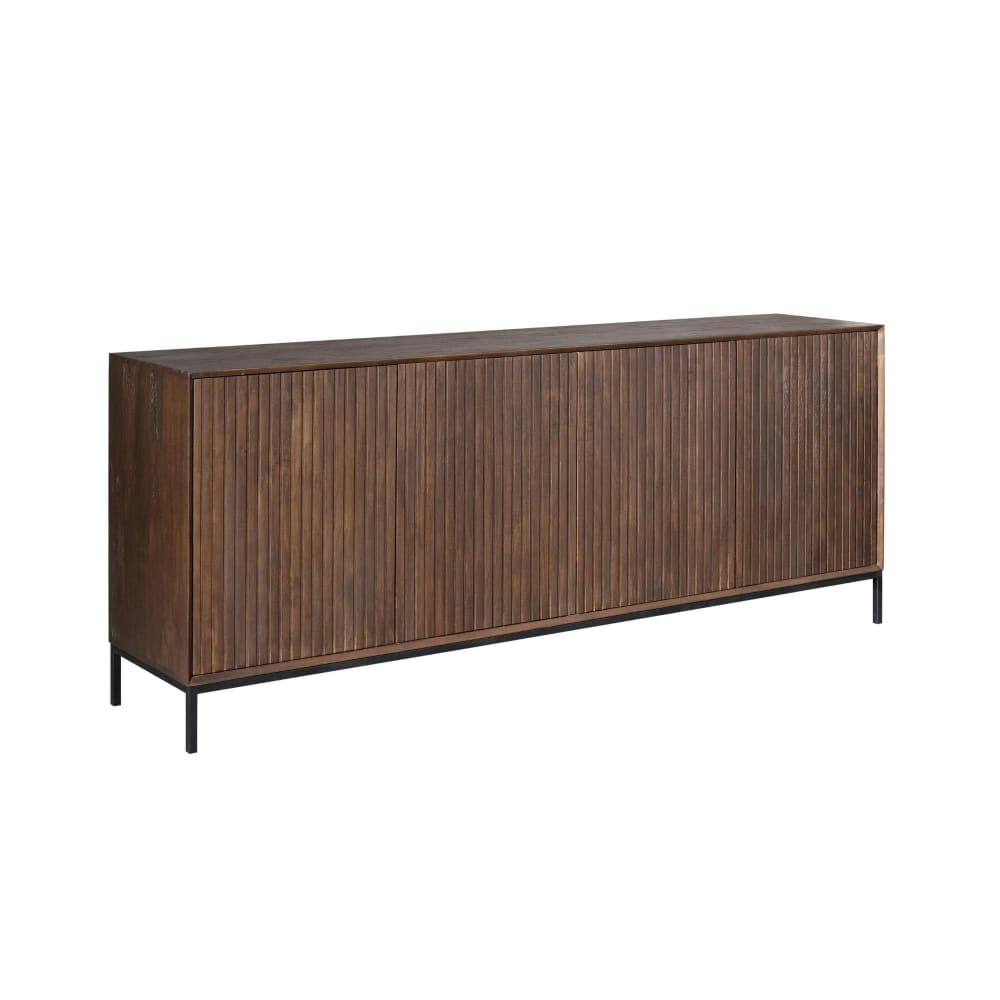 buffet en bois brun rainuré