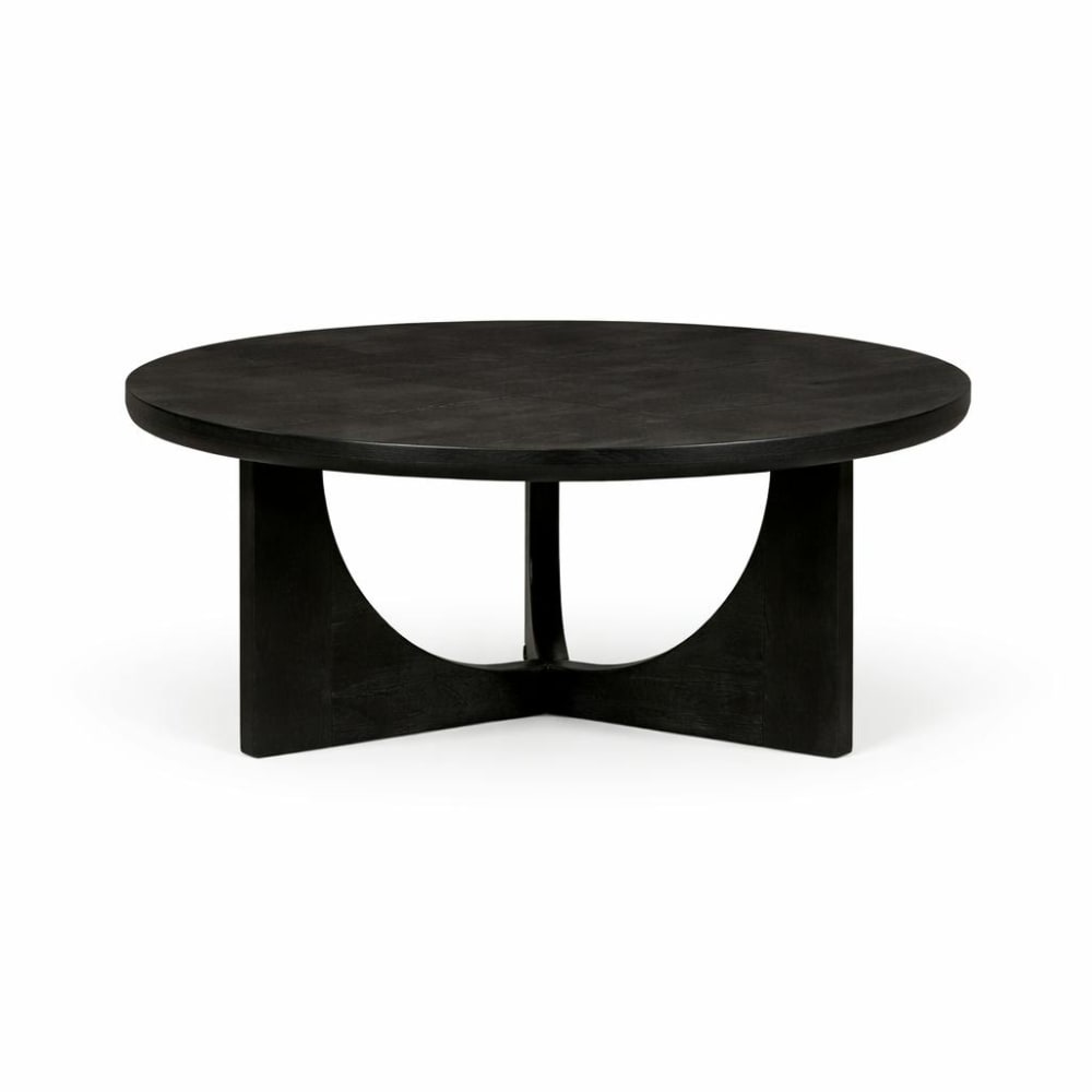 Table basse ronde noire à 3 pieds diamètre 80 cm