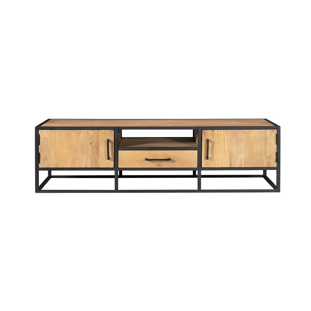 Meuble tv en bois clair - tiroir portes