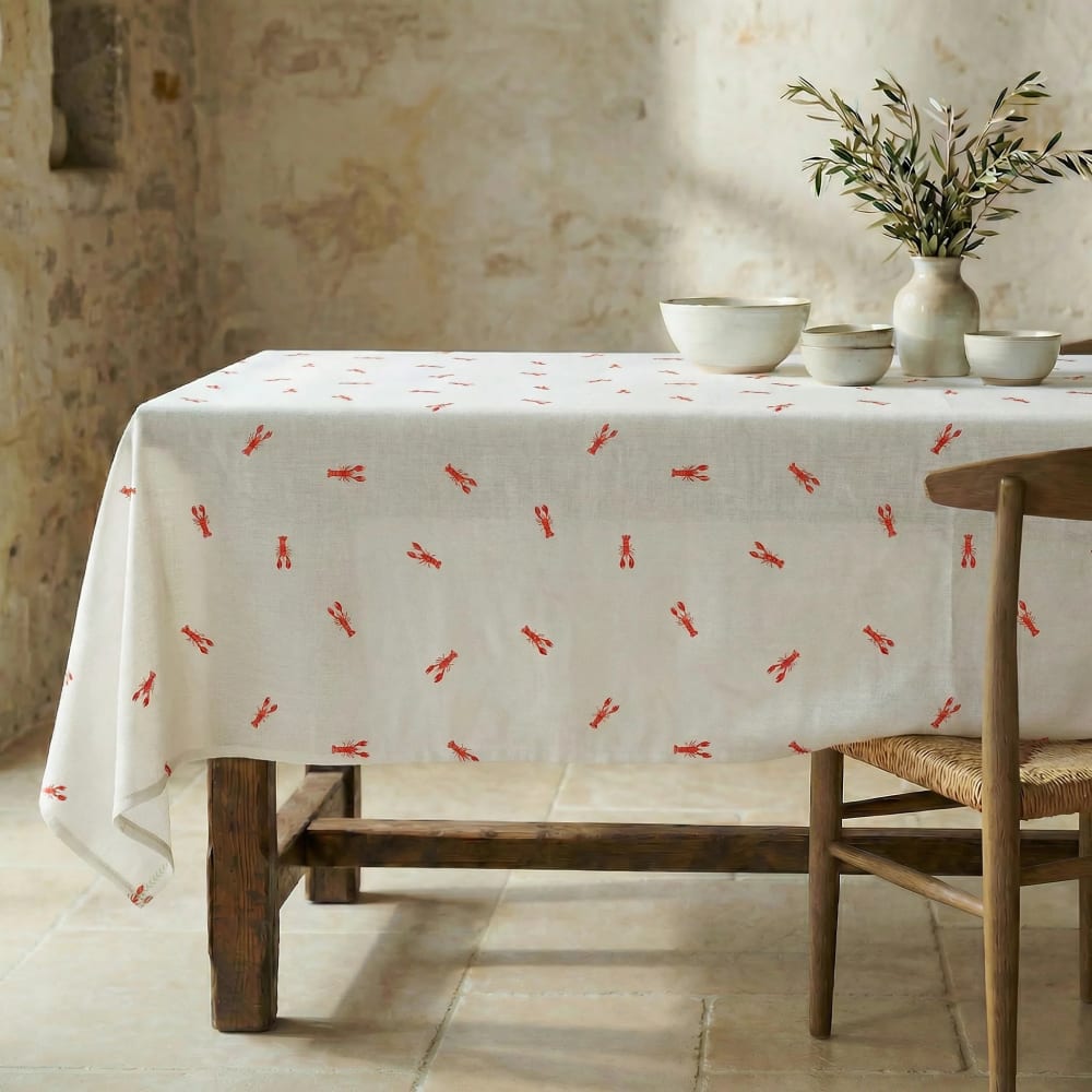 Muare Home Fleckenabweisende Tischdecke aus 100% Baumwolle weiß 300x155 cm Öko-Tex Zertifikat - Baumwolle