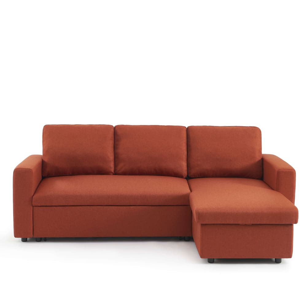 Canapé d'angle convertible en tissu 4 places terracotta Canapé d'angle convertible en tissu 4 places terracotta