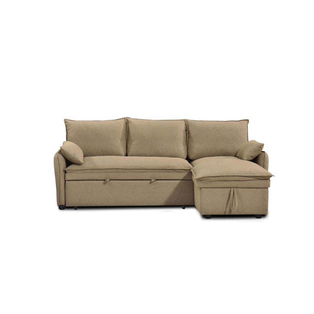 Canapé d'angle convertible - tissu marron