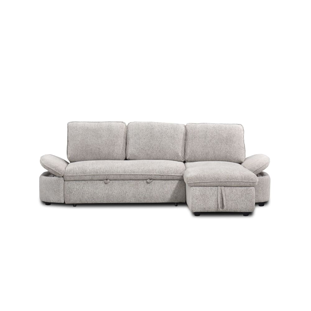 Canapé d'angle convertible en tissu chenille 4 places beige Canapé d'angle convertible en tissu chenille 4 places beige