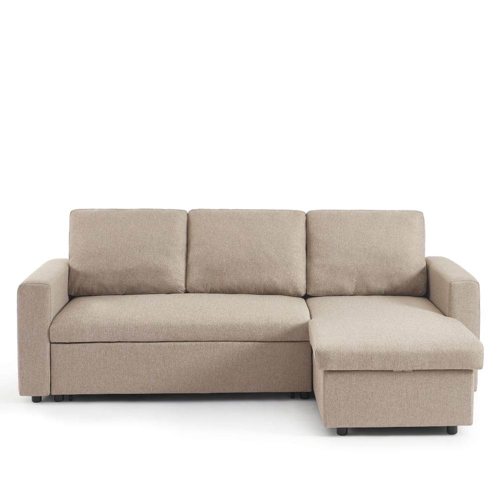Canapé d'angle convertible en tissu 4 places beige Canapé d'angle convertible en tissu 4 places beige