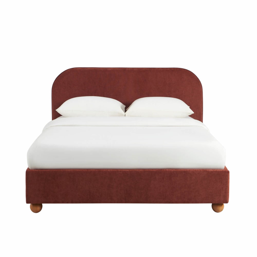 Lit coffre 140x190 tissu - bordeaux