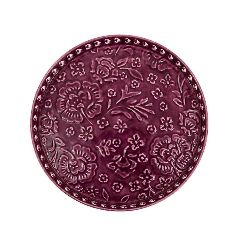 Plateau en acier avec motifs en relief violet 37cm